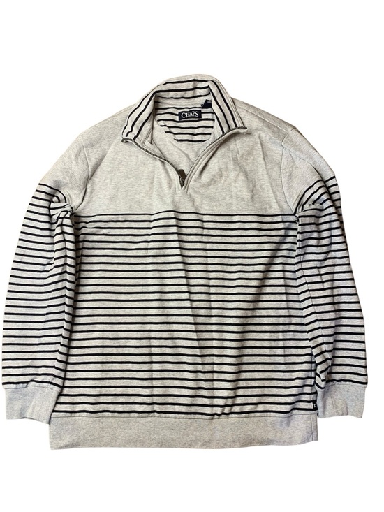 Chaps Other - 14. CHAPS Grey & Black Striped Quarter Zip Long Sleeve Pullover Size L